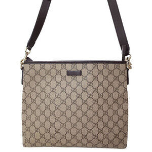 Gucci GG Plus Monogram Flat Messenger Crossbody Bag Brown